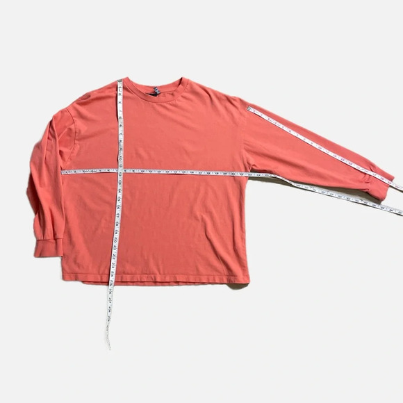 ASOS Design Weekend Collective Varsity Long Sleeve T-Shirt Orange White - Picture 9 of 10